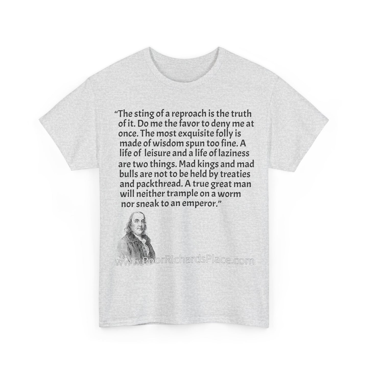 Unisex T-Shirt - Poor Richard Says The sting of a reproach is the truth of it. Do me the favor to deny me at once