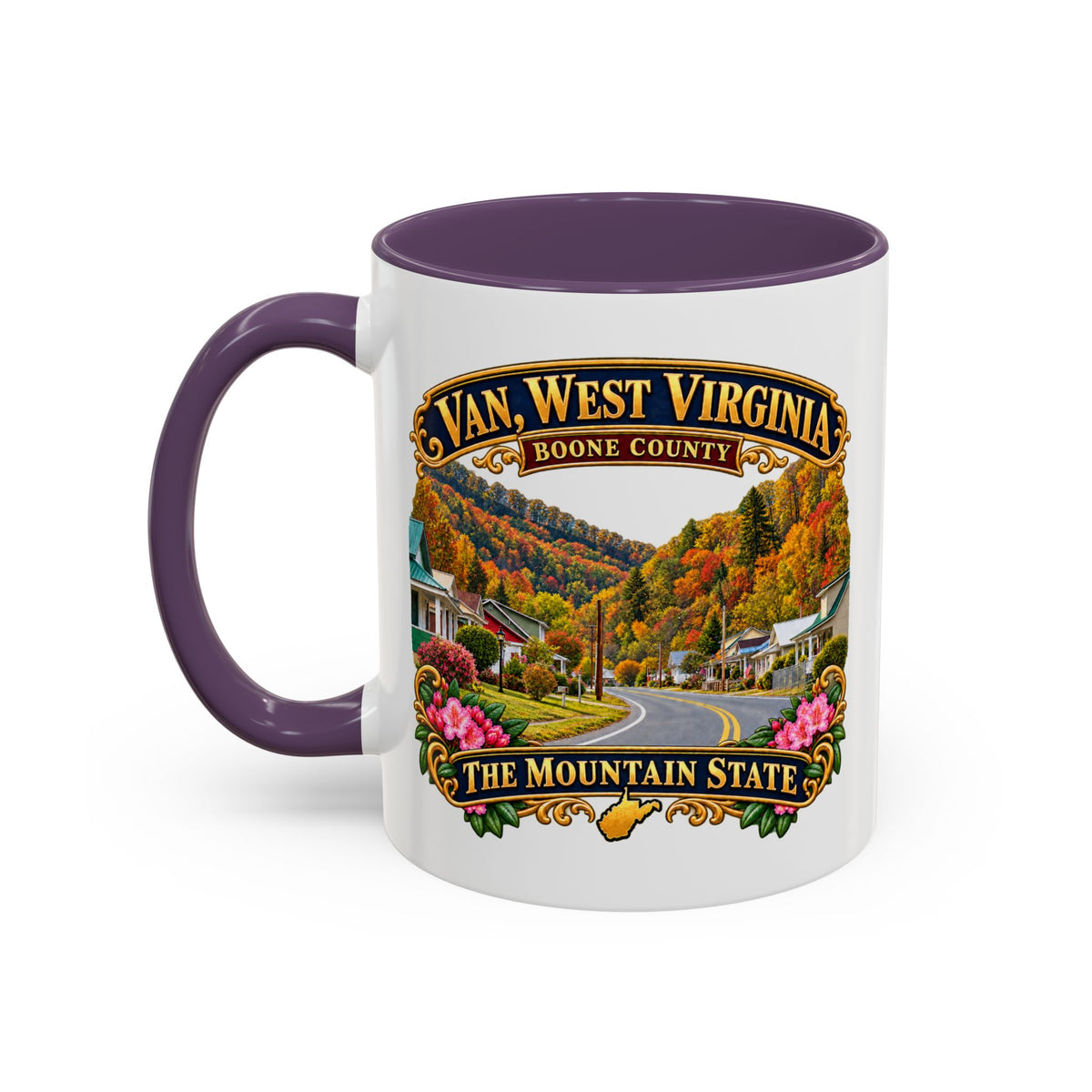 Accent Coffee Mug (11, 15oz) - Van, West Virginia - Boone County - The Mountain State - 3D Transparent