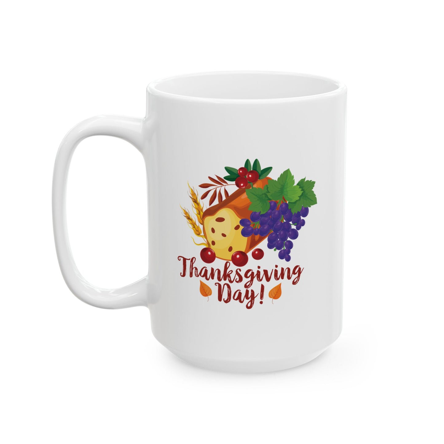 White Ceramic Mug - 11oz & 15oz -Thanksgiving Day - Bread