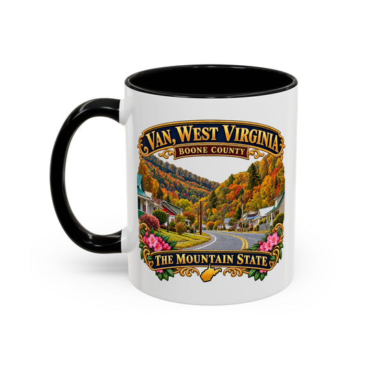 Accent Coffee Mug (11, 15oz) - Van, West Virginia - Boone County - The Mountain State - 3D Transparent