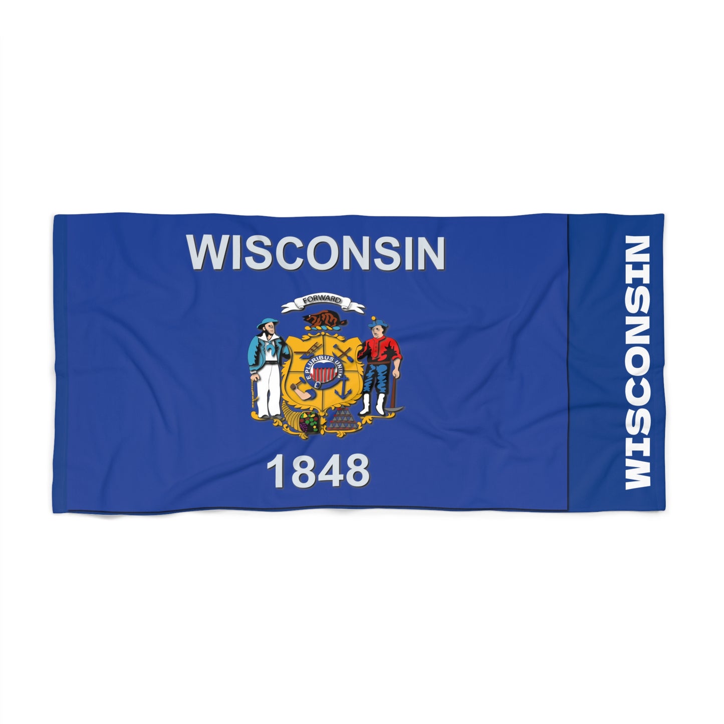 Wisconsin State Flag Beach Towel - Patriotic