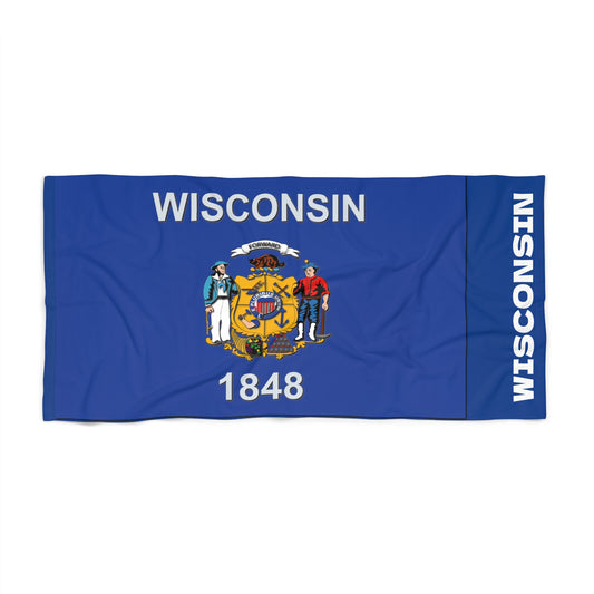 Wisconsin State Flag Beach Towel - Patriotic