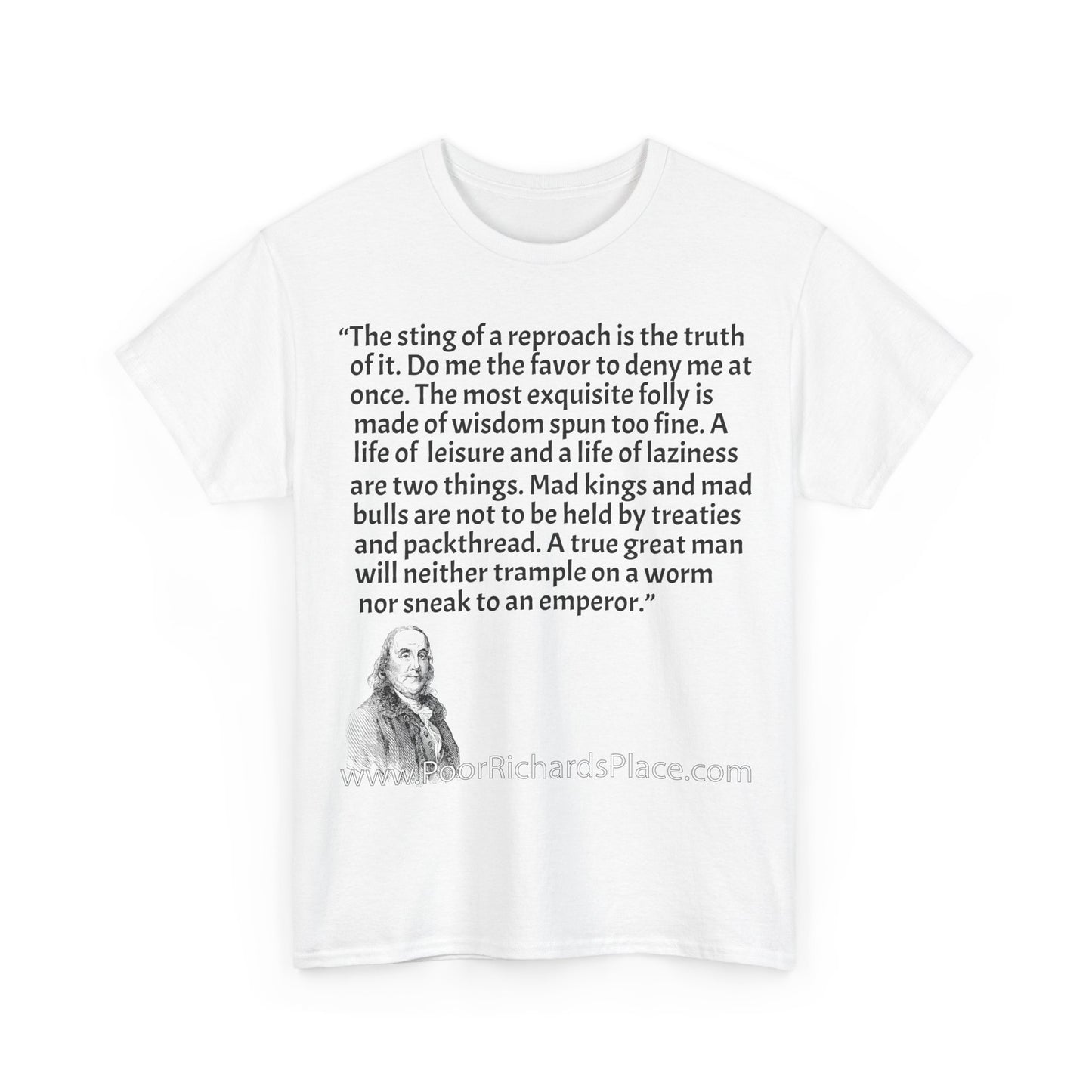 Unisex T-Shirt - Poor Richard Says The sting of a reproach is the truth of it. Do me the favor to deny me at once