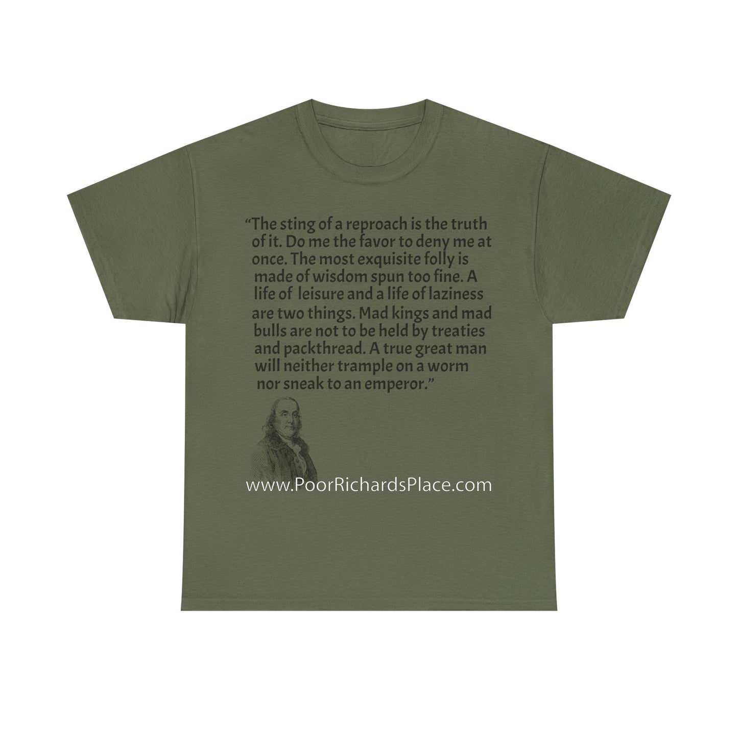 Unisex T-Shirt - Poor Richard Says The sting of a reproach is the truth of it. Do me the favor to deny me at once