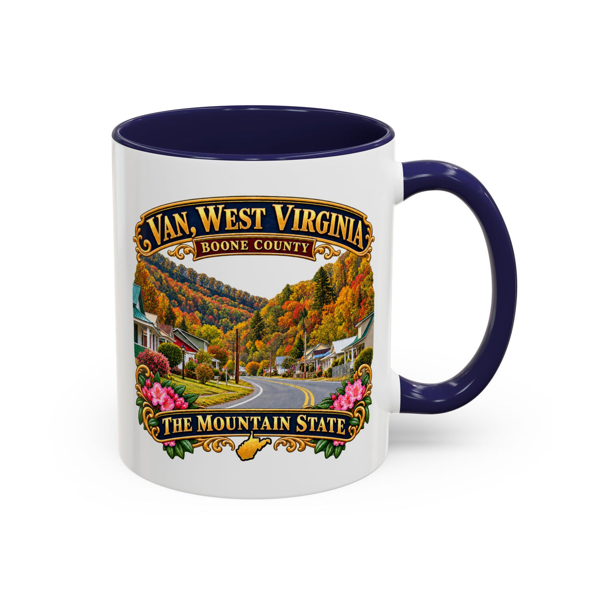 Accent Coffee Mug (11, 15oz) - Van, West Virginia - Boone County - The Mountain State - 3D Transparent