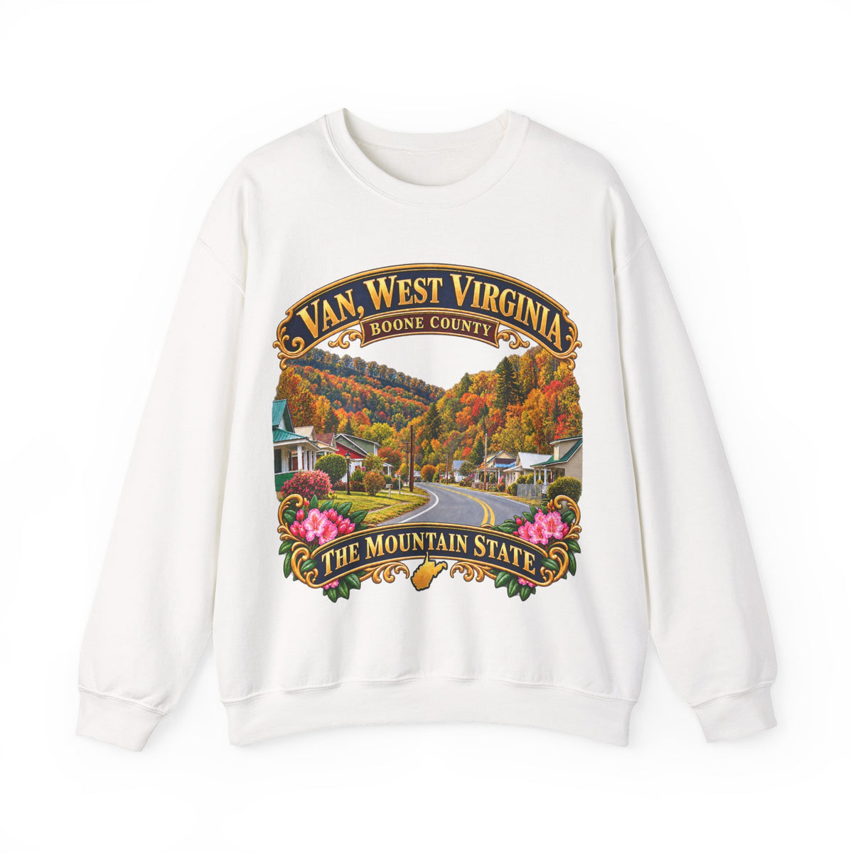 Crewneck Sweatshirt - Van, West Virginia - Boone County - The Mountain State - 3D Transparent
