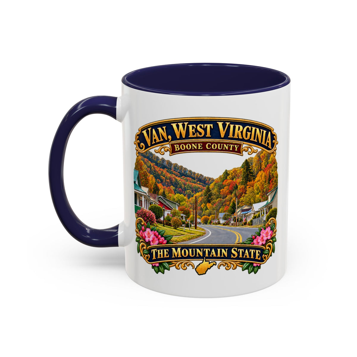 Accent Coffee Mug (11, 15oz) - Van, West Virginia - Boone County - The Mountain State - 3D Transparent