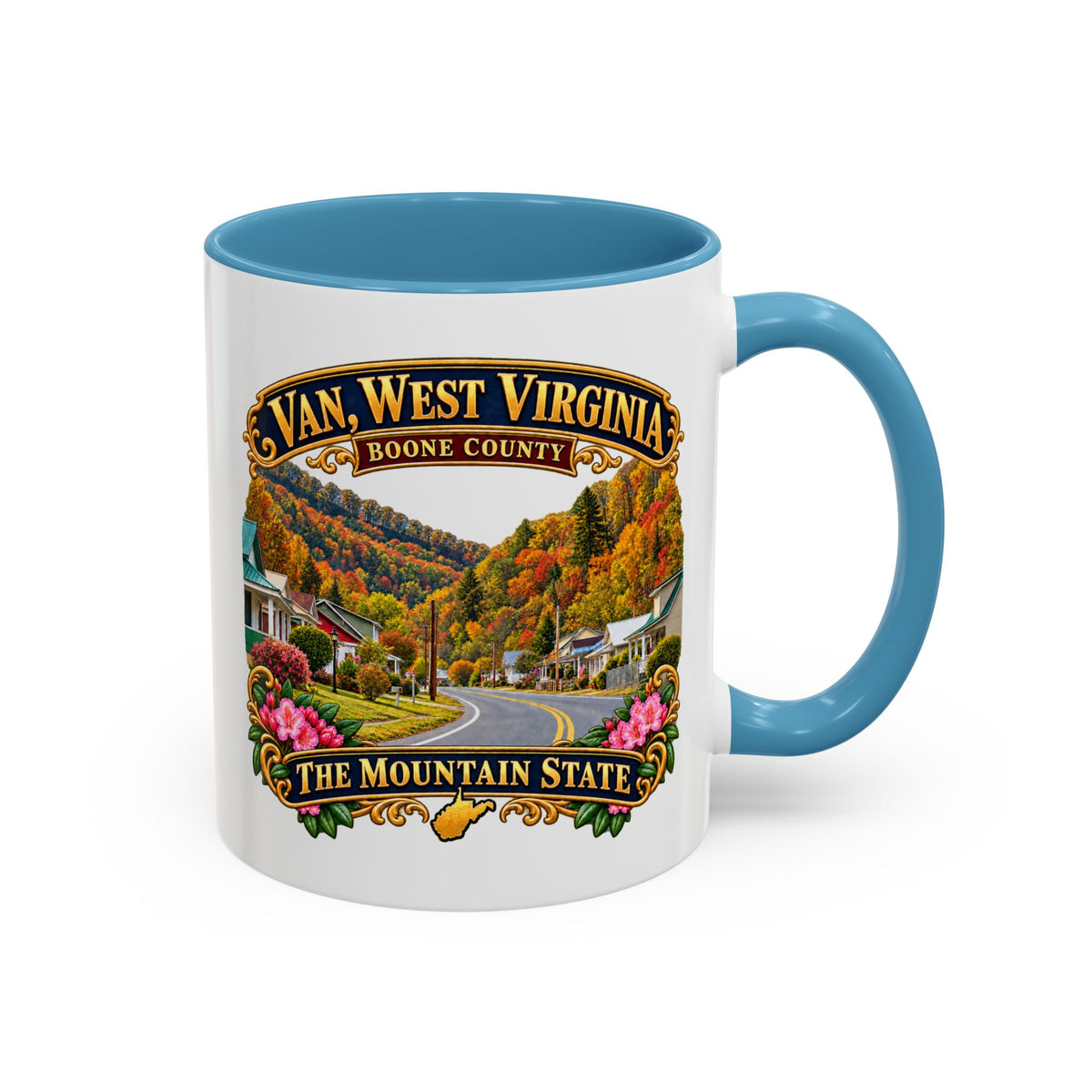 Accent Coffee Mug (11, 15oz) - Van, West Virginia - Boone County - The Mountain State - 3D Transparent