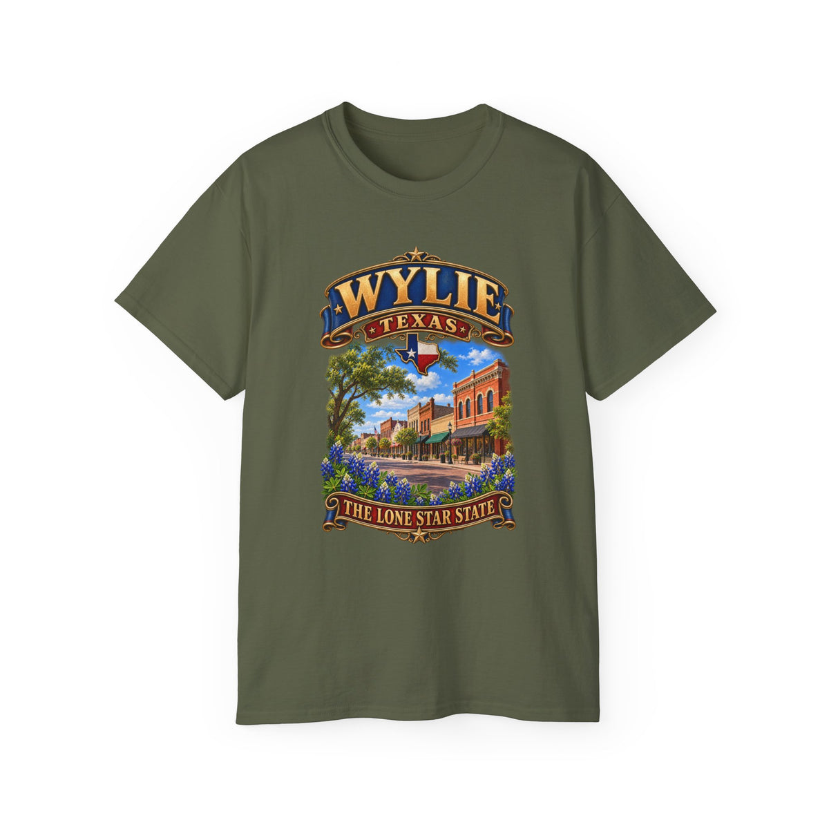 Unisex Ultra Cotton Tee - Wylie, Texas - Lone Star State with City Scene