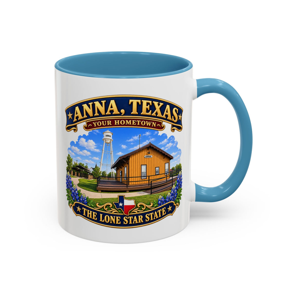Accent Coffee Mug (11, 15oz) - Anna, Texas - Your Home Town -Lone Star State - with Anna Depot, Sherley Heritage Park, Scene