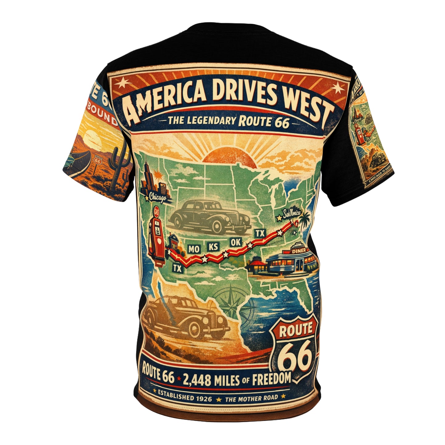 Route 66 Tribute Tee — Drive West Vintage Roadway T‑Shirt