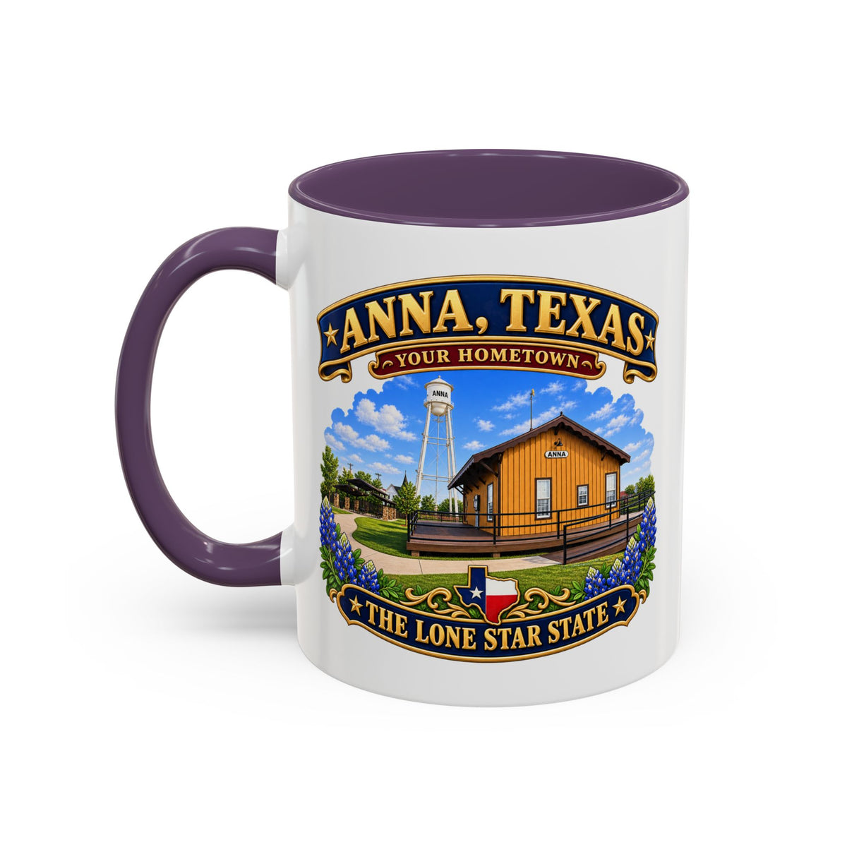 Accent Coffee Mug (11, 15oz) - Anna, Texas - Your Home Town -Lone Star State - with Anna Depot, Sherley Heritage Park, Scene