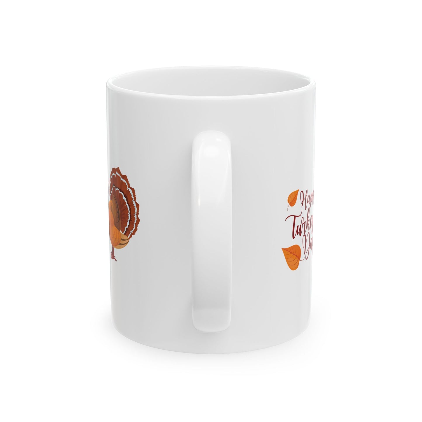 White Ceramic Mug - 11oz & 15oz -Happy Turkey Day - Thanksgiving