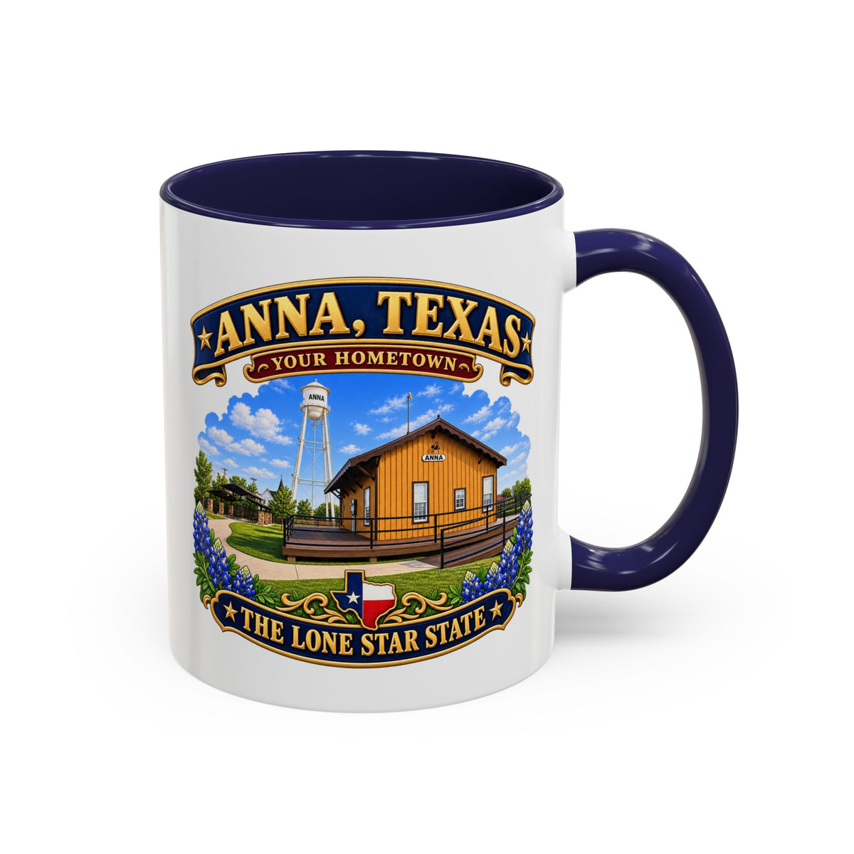 Accent Coffee Mug (11, 15oz) - Anna, Texas - Your Home Town -Lone Star State - with Anna Depot, Sherley Heritage Park, Scene