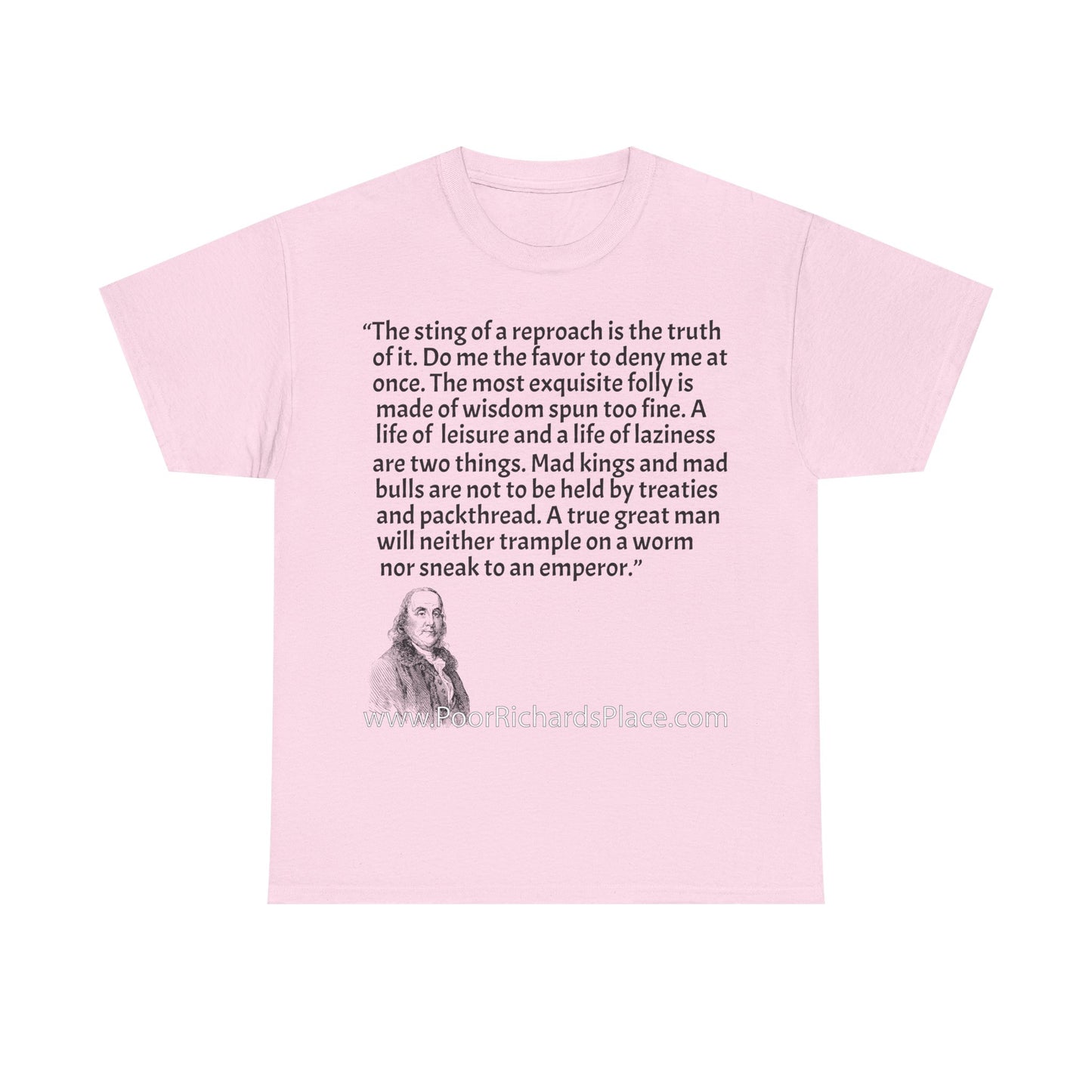 Unisex T-Shirt - Poor Richard Says The sting of a reproach is the truth of it. Do me the favor to deny me at once