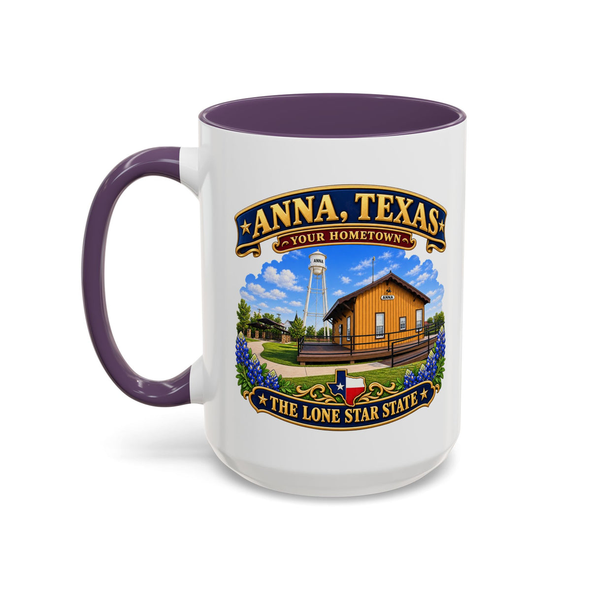 Accent Coffee Mug (11, 15oz) - Anna, Texas - Your Home Town -Lone Star State - with Anna Depot, Sherley Heritage Park, Scene