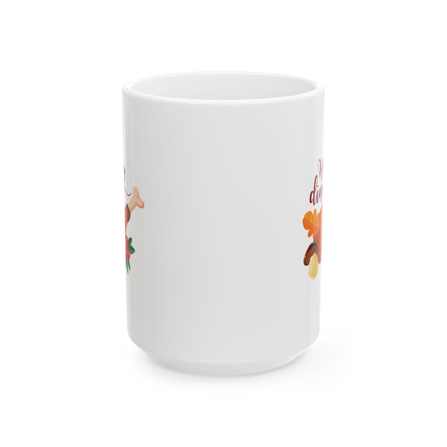 White Ceramic Mug - 11oz & 15oz -Holiday Dinner
