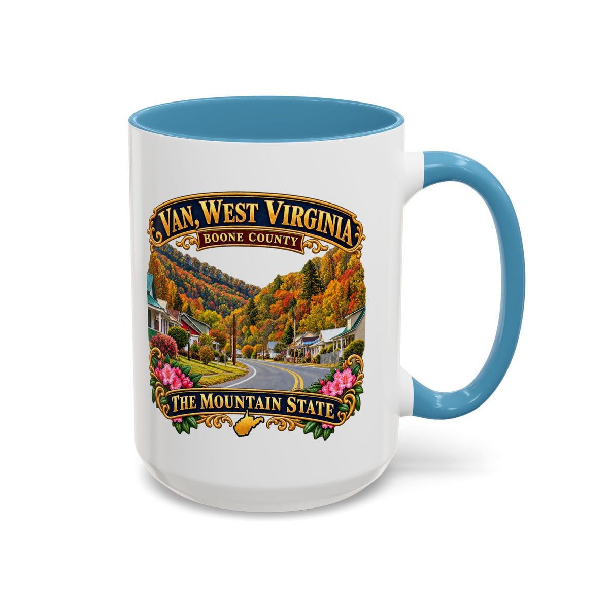 Accent Coffee Mug (11, 15oz) - Van, West Virginia - Boone County - The Mountain State - 3D Transparent