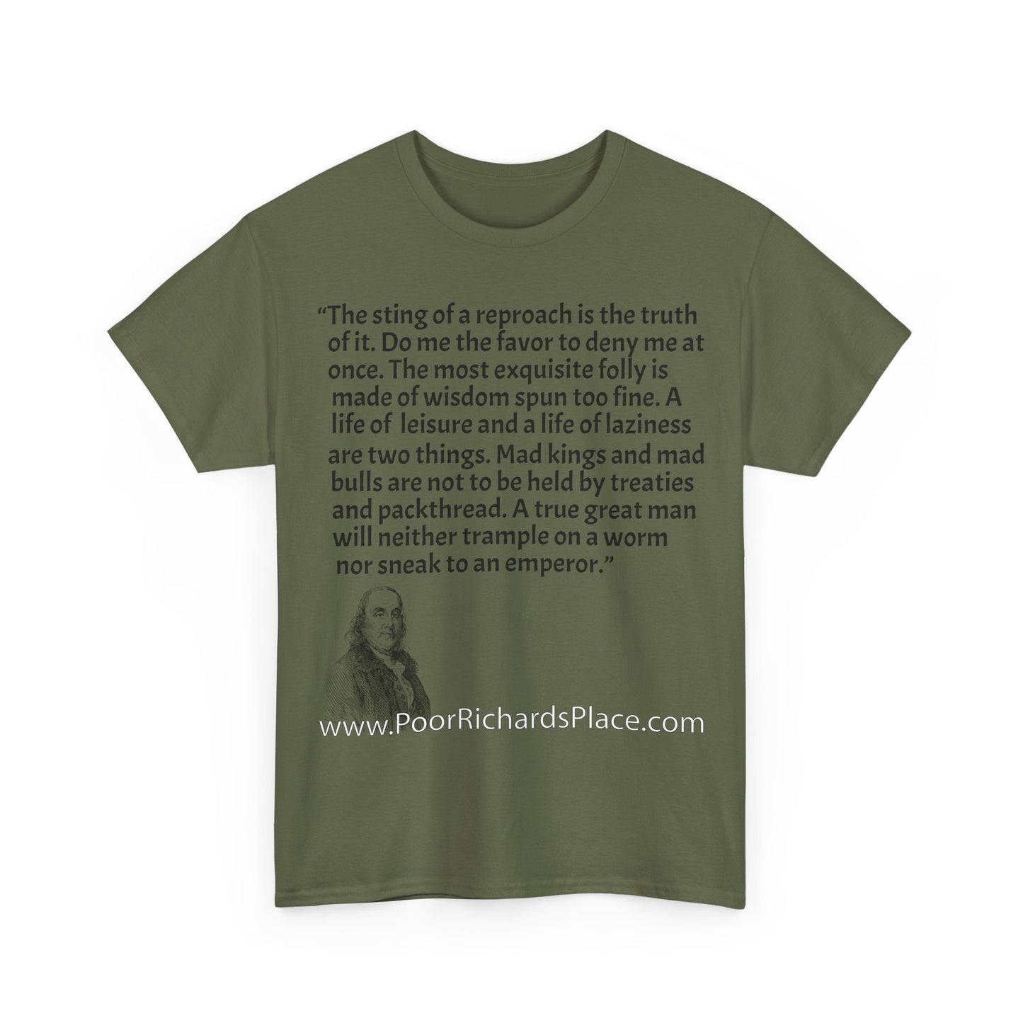 Unisex T-Shirt - Poor Richard Says The sting of a reproach is the truth of it. Do me the favor to deny me at once