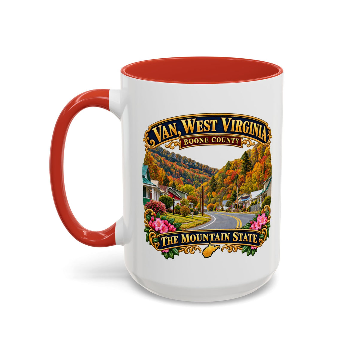 Accent Coffee Mug (11, 15oz) - Van, West Virginia - Boone County - The Mountain State - 3D Transparent