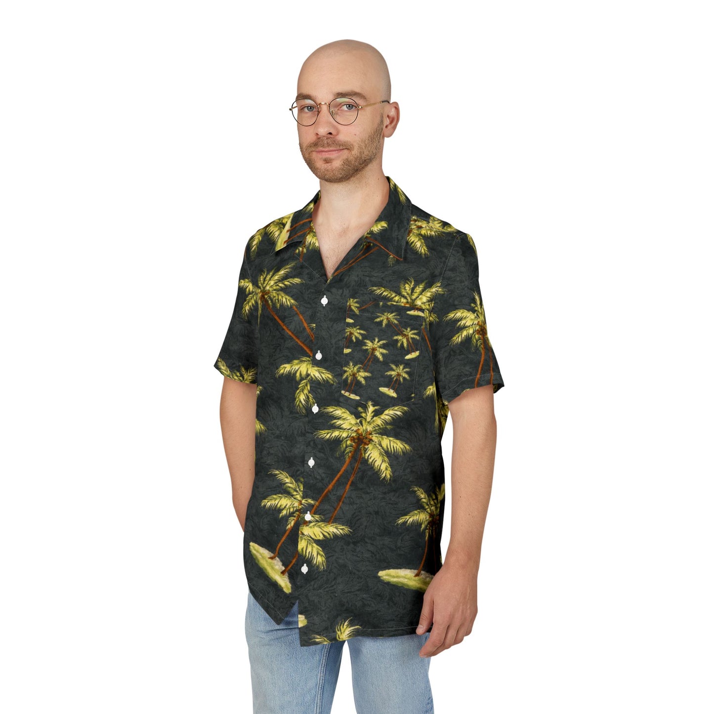 Tropical Palm Hawaiian Shirt — Vintage Palm Tree Aloha Button-Down
