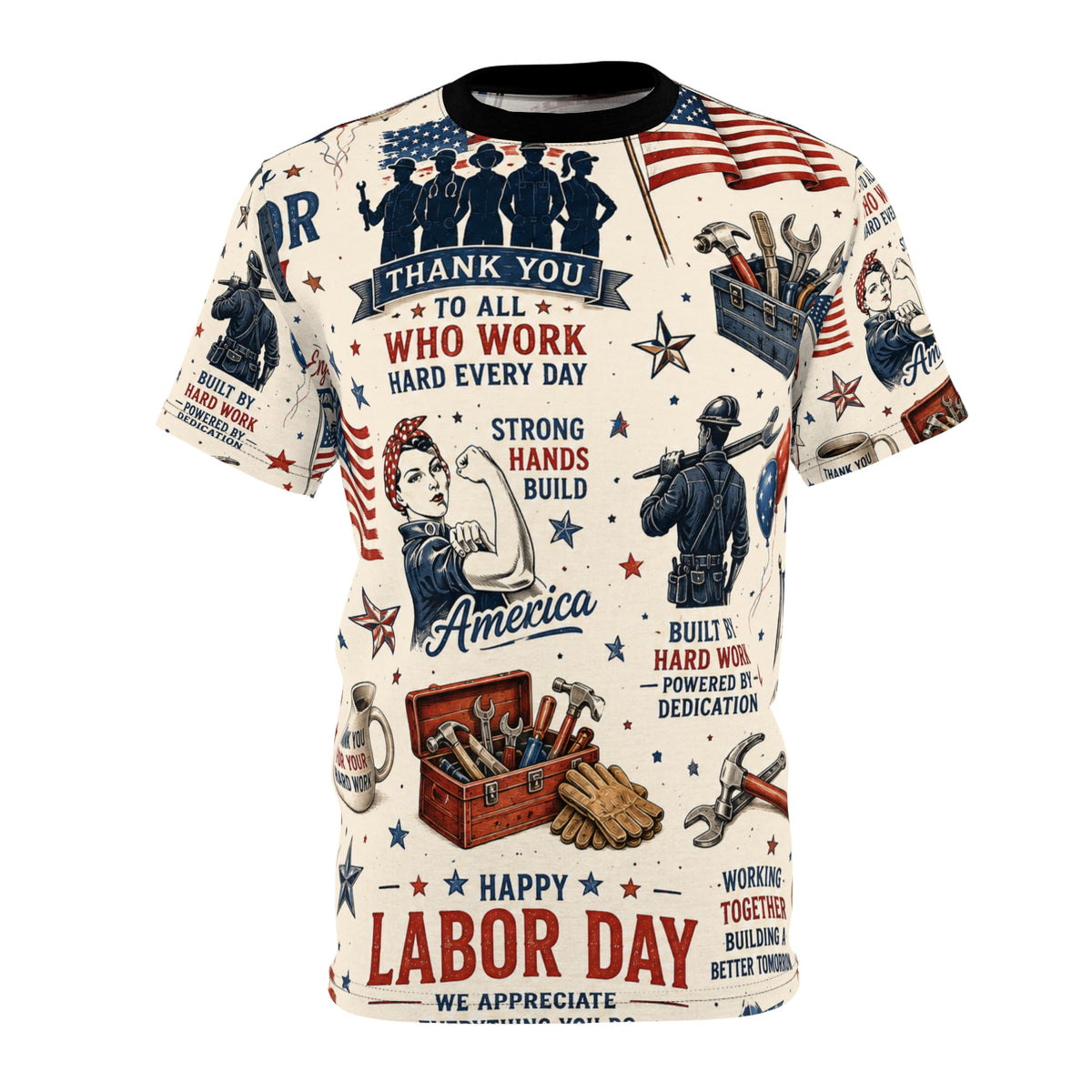 Labor Day Vintage Patriotic Tribute Tee | All Who Work Americana
