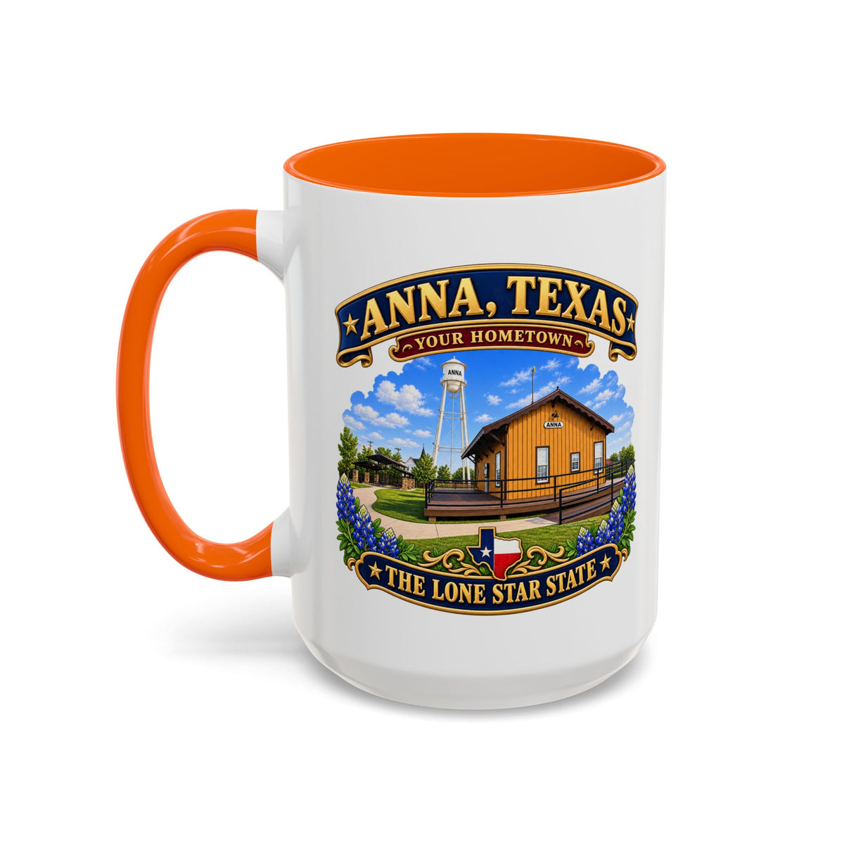 Accent Coffee Mug (11, 15oz) - Anna, Texas - Your Home Town -Lone Star State - with Anna Depot, Sherley Heritage Park, Scene