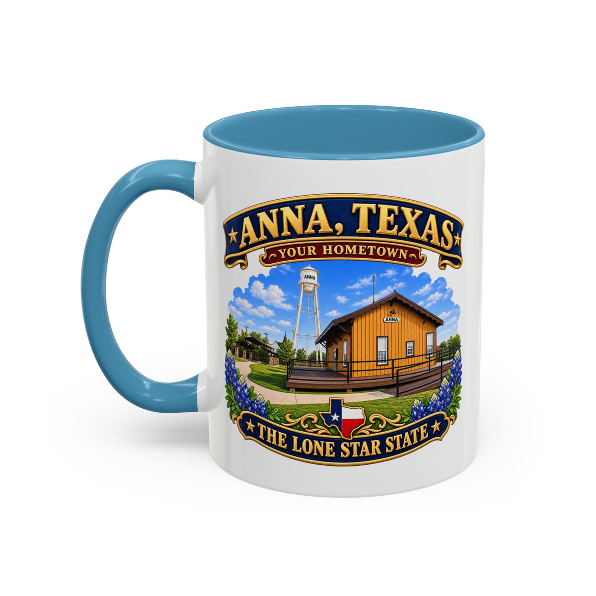 Accent Coffee Mug (11, 15oz) - Anna, Texas - Your Home Town -Lone Star State - with Anna Depot, Sherley Heritage Park, Scene
