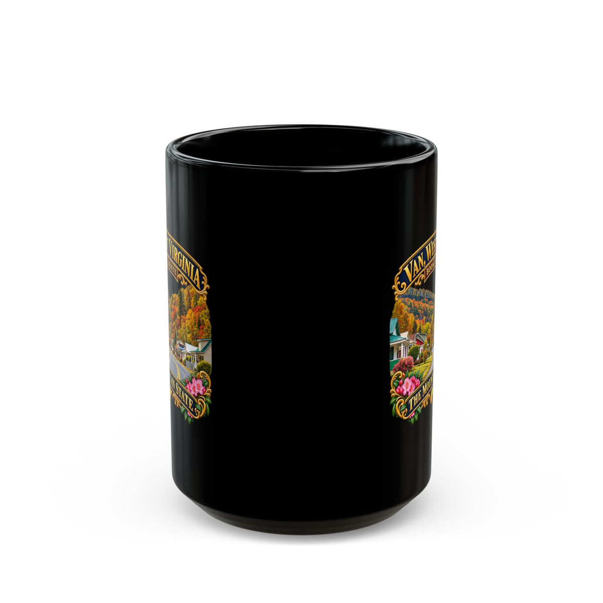 Black Mug  (15oz) - Van, West Virginia - Boone County - The Mountain State - 3D Transparent