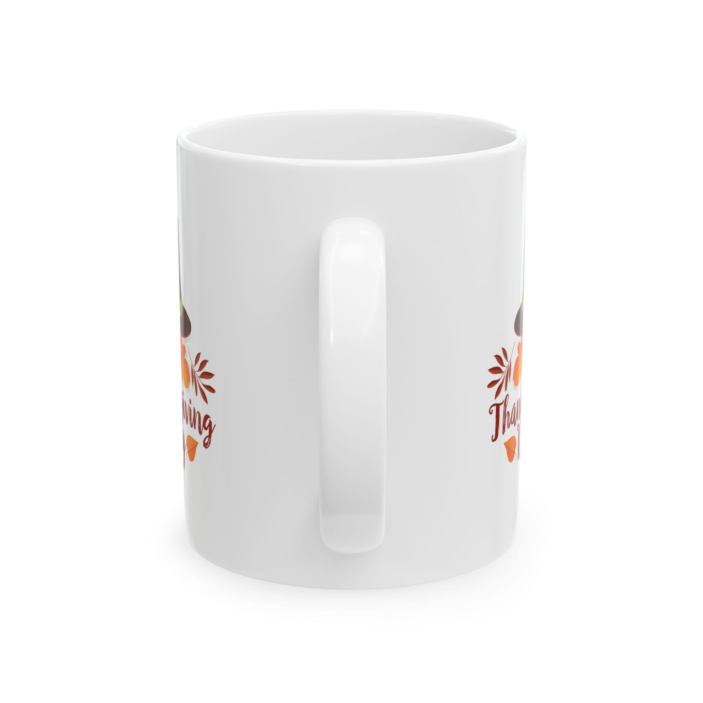 White Ceramic Mug - 11oz & 15oz -Thanksgiving Day - Happy Thanksgiving Day