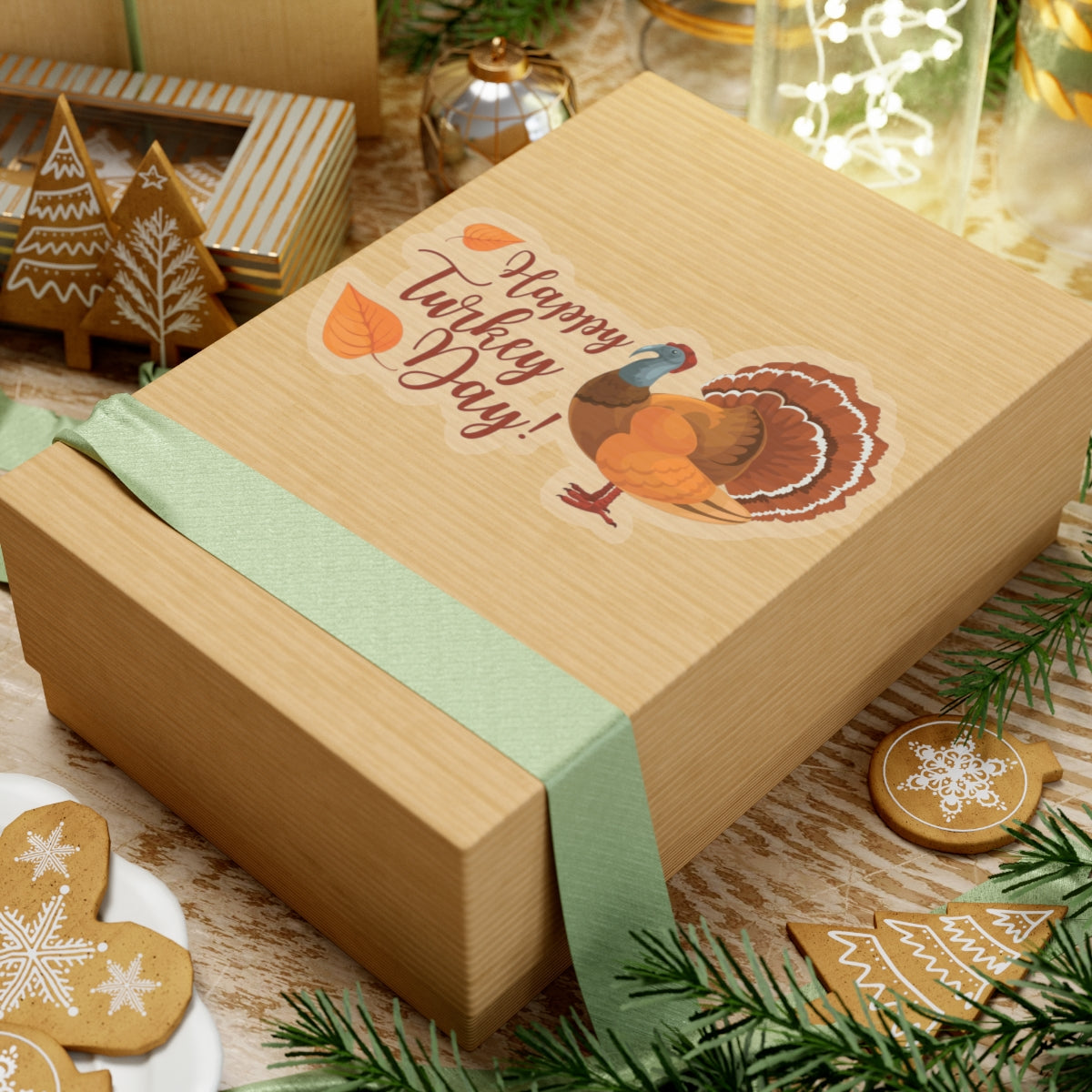 Kiss-Cut Stickers - Happy Turkey Day - Thanksgiving