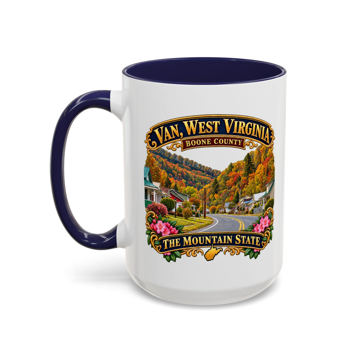 Accent Coffee Mug (11, 15oz) - Van, West Virginia - Boone County - The Mountain State - 3D Transparent