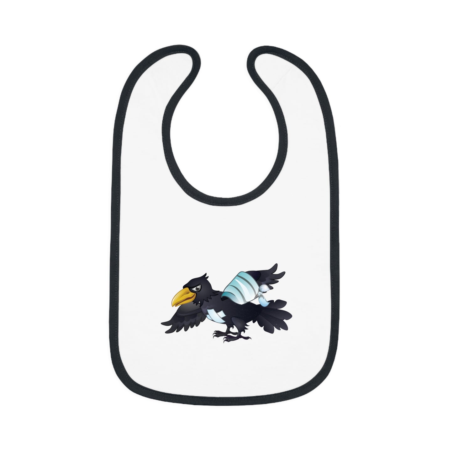 Baby Contrast Trim Jersey Bib - Crippled Crow or The Raven