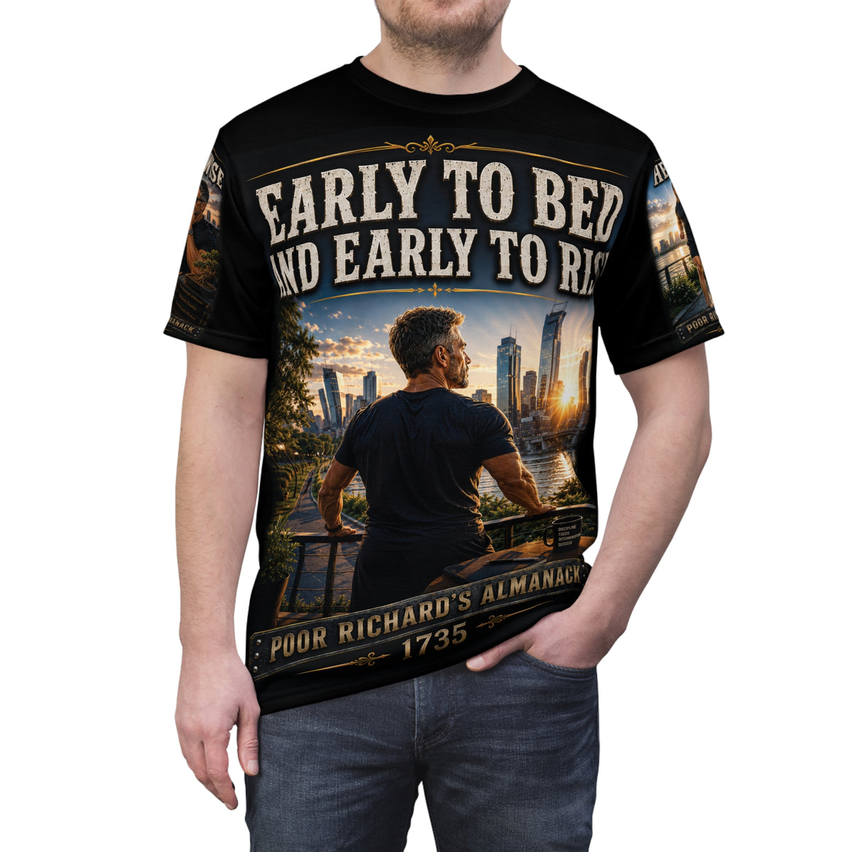 Benjamin Franklin "Early to Bed, Early to Rise" - Modern Version Tribute Tee