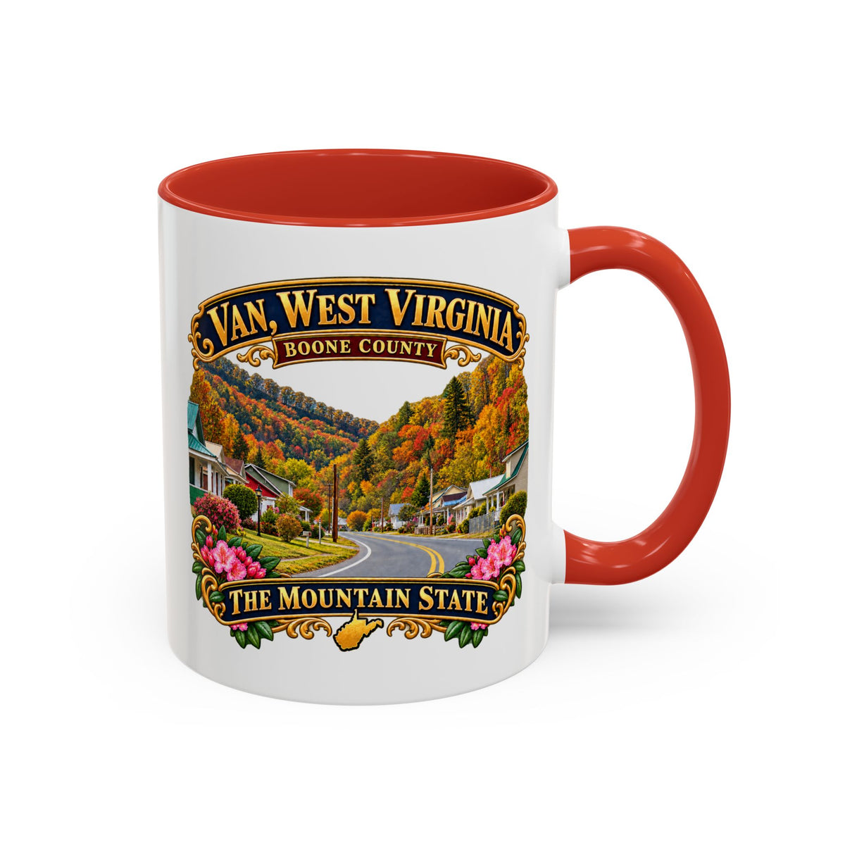 Accent Coffee Mug (11, 15oz) - Van, West Virginia - Boone County - The Mountain State - 3D Transparent
