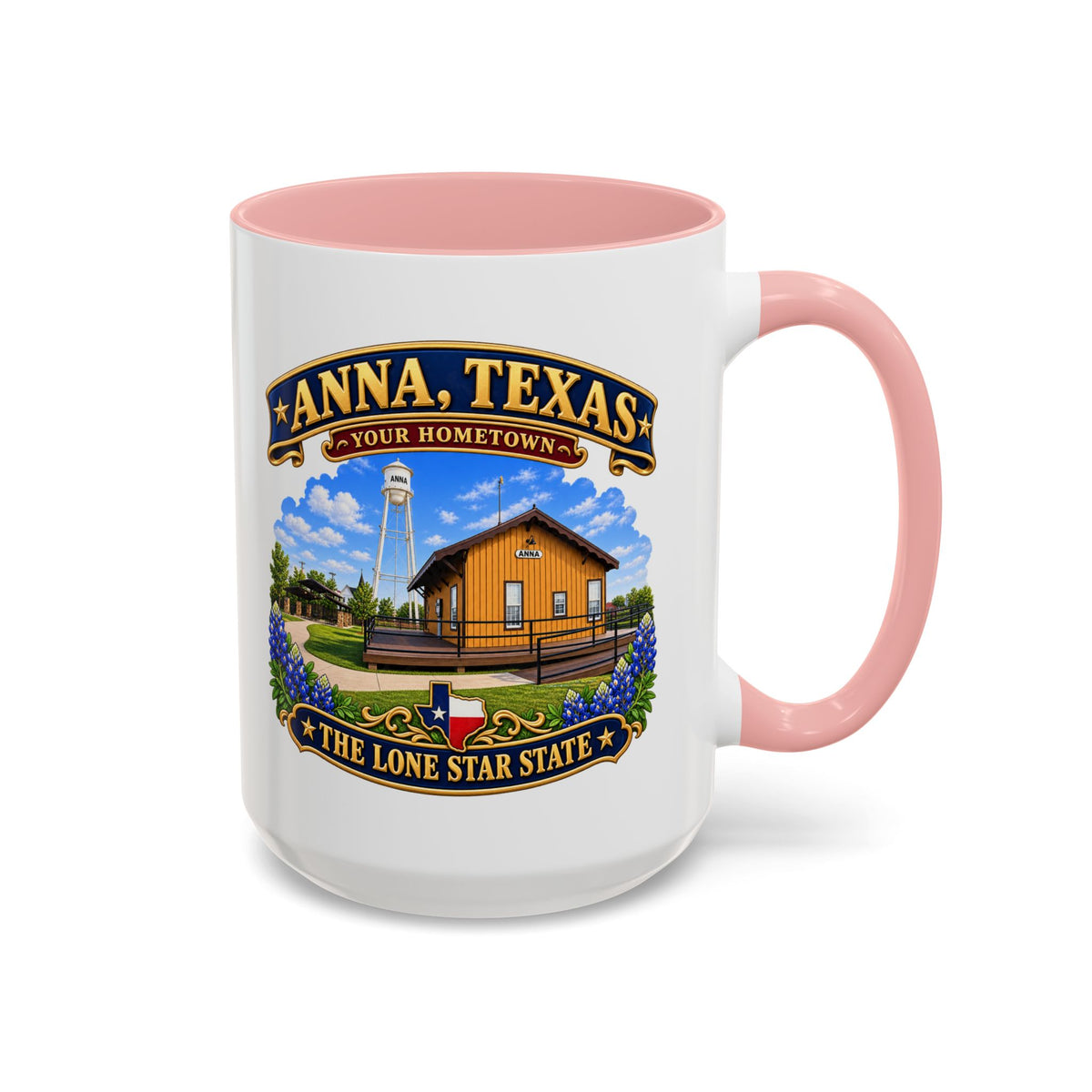 Accent Coffee Mug (11, 15oz) - Anna, Texas - Your Home Town -Lone Star State - with Anna Depot, Sherley Heritage Park, Scene