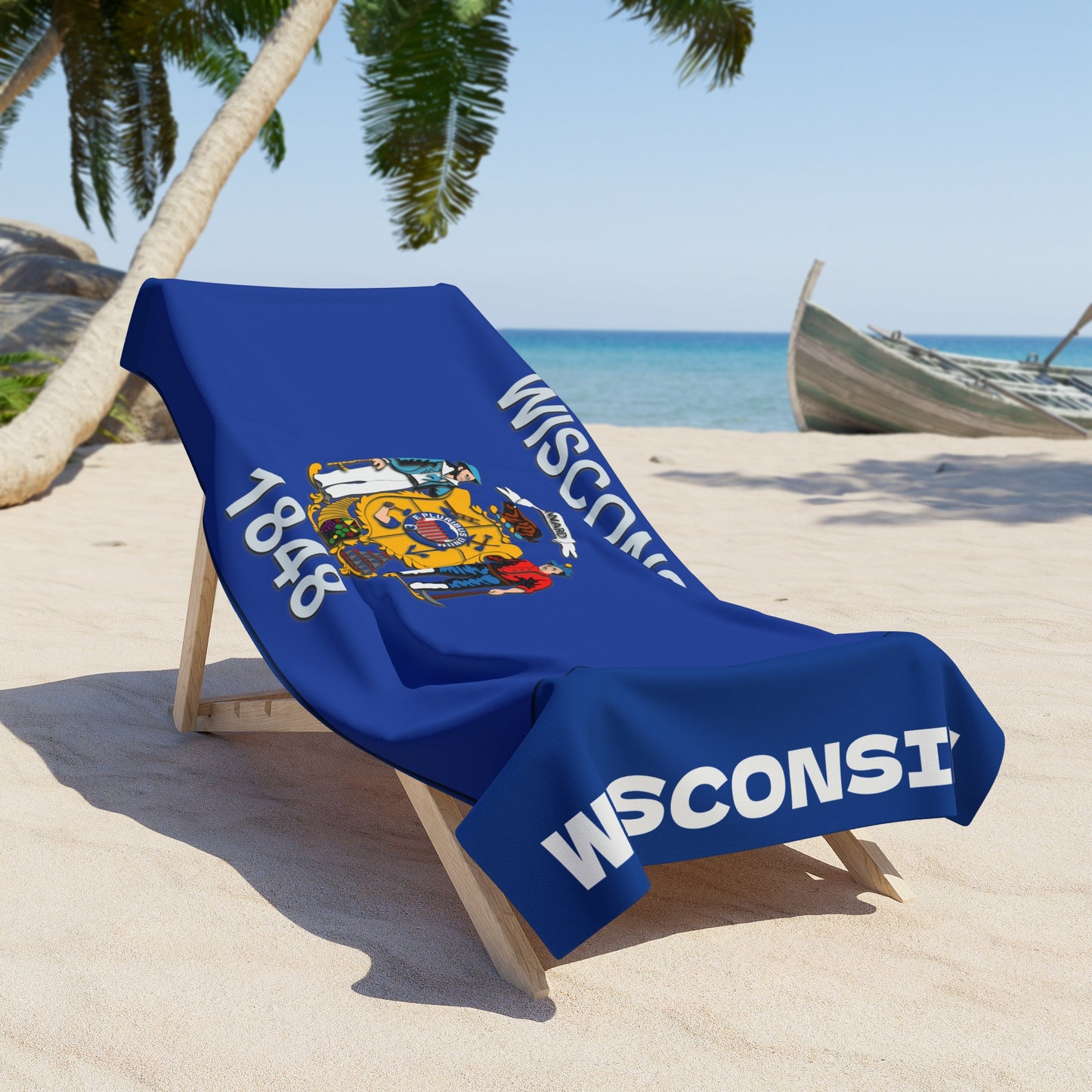 Wisconsin State Flag Beach Towel - Patriotic
