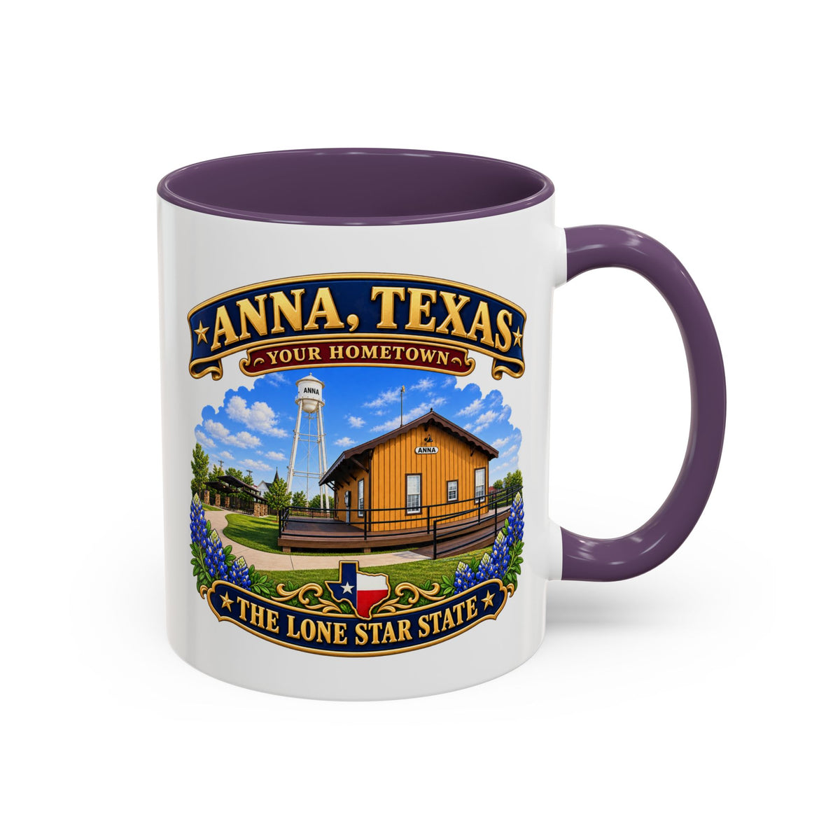 Accent Coffee Mug (11, 15oz) - Anna, Texas - Your Home Town -Lone Star State - with Anna Depot, Sherley Heritage Park, Scene