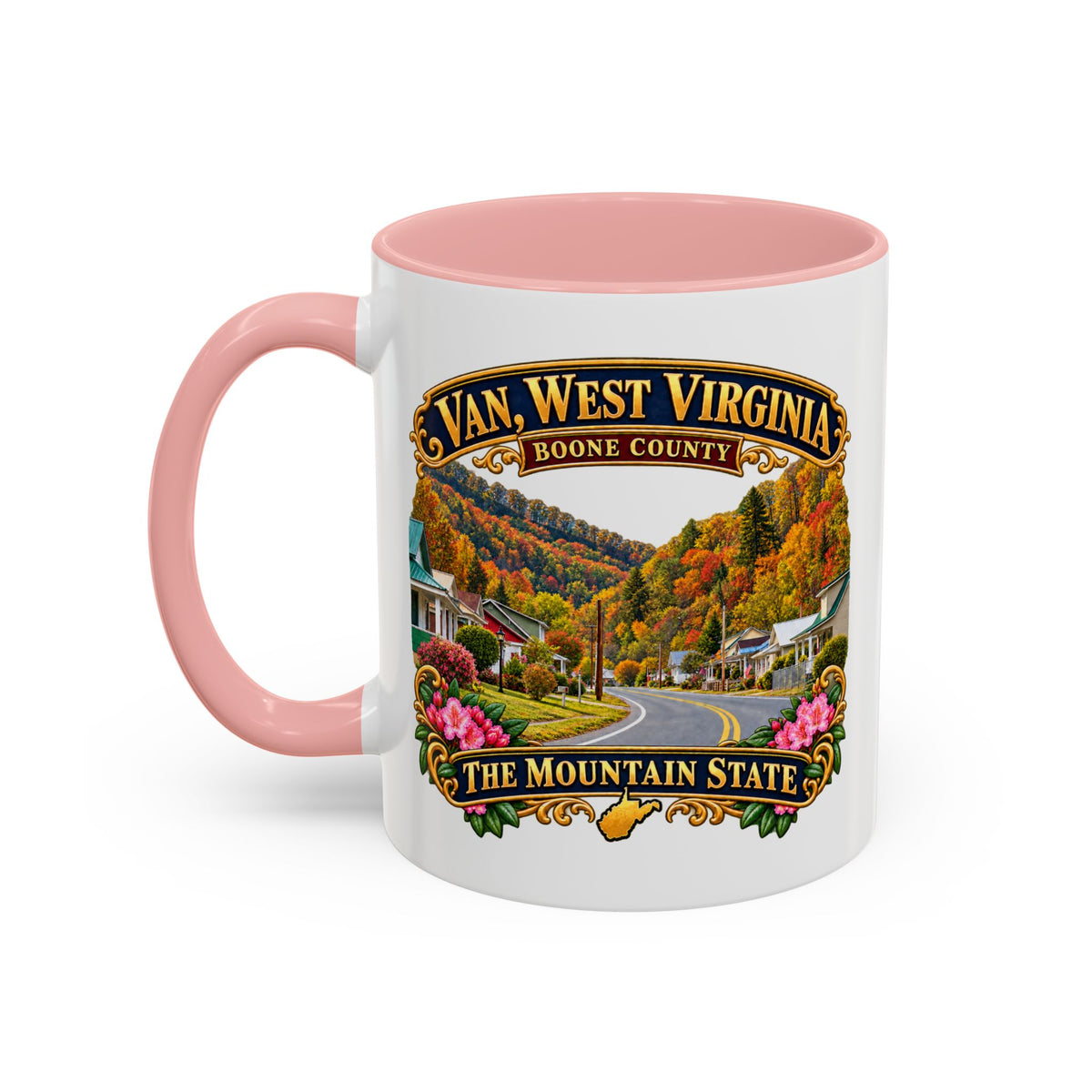 Accent Coffee Mug (11, 15oz) - Van, West Virginia - Boone County - The Mountain State - 3D Transparent