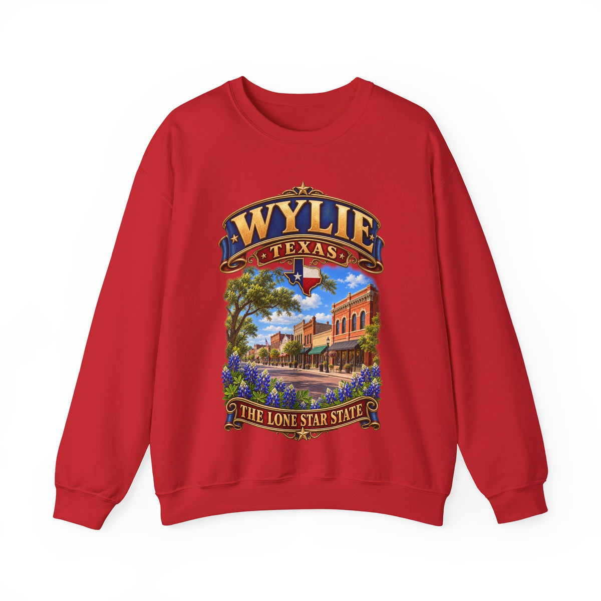 Crewneck Sweatshirt - Wylie, Texas - Lone Star State with City Scene