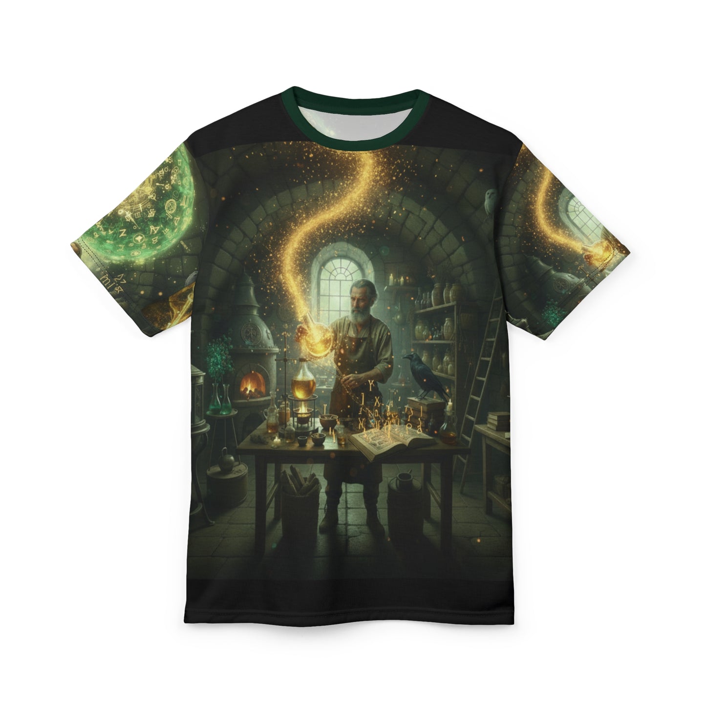 The Ancient Alchemist Turning Lead into Gold Tee | Alchemy AOP Shirt