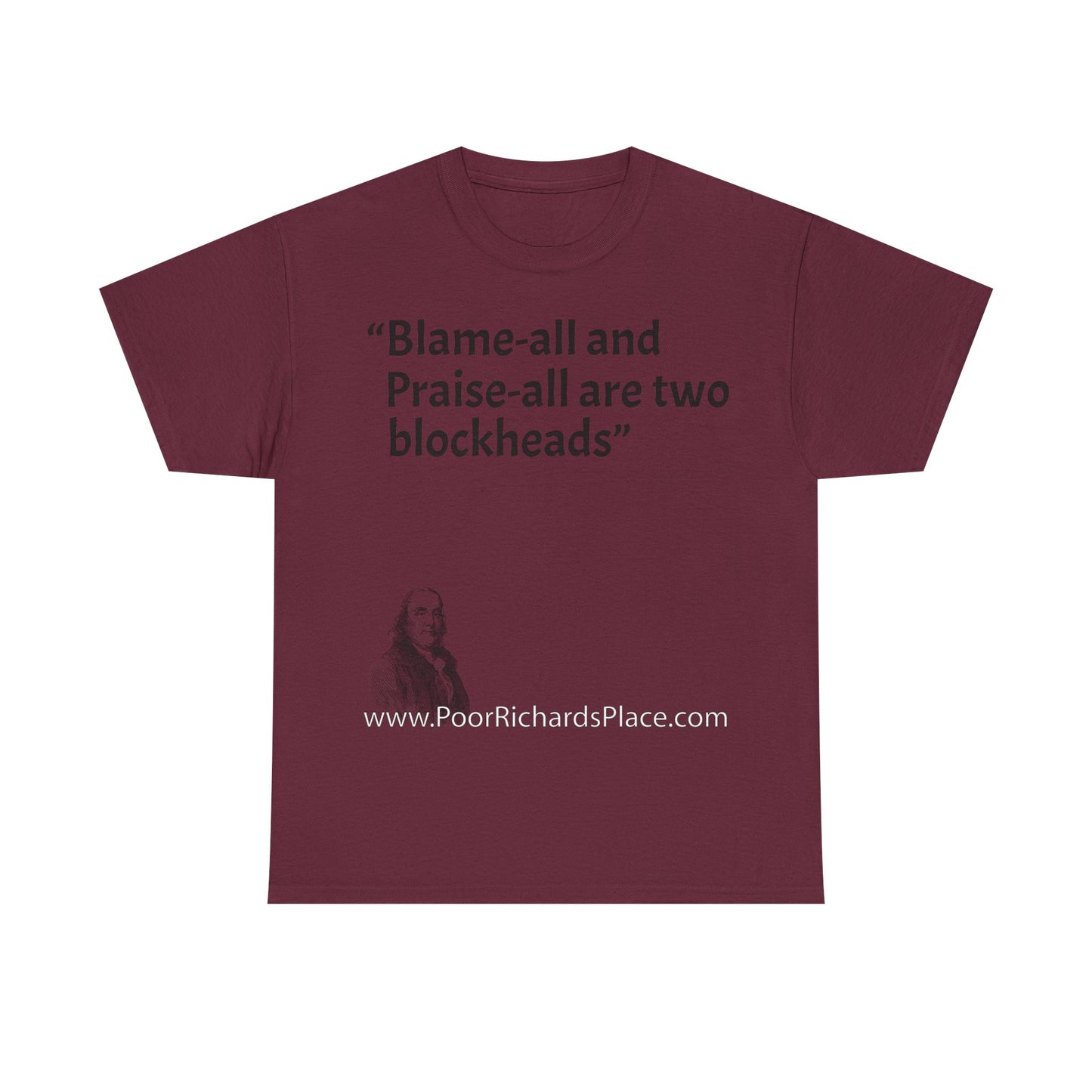 Unisex T-Shirt - Poor Richard Says Blame-all and Praise-all are two blockheads