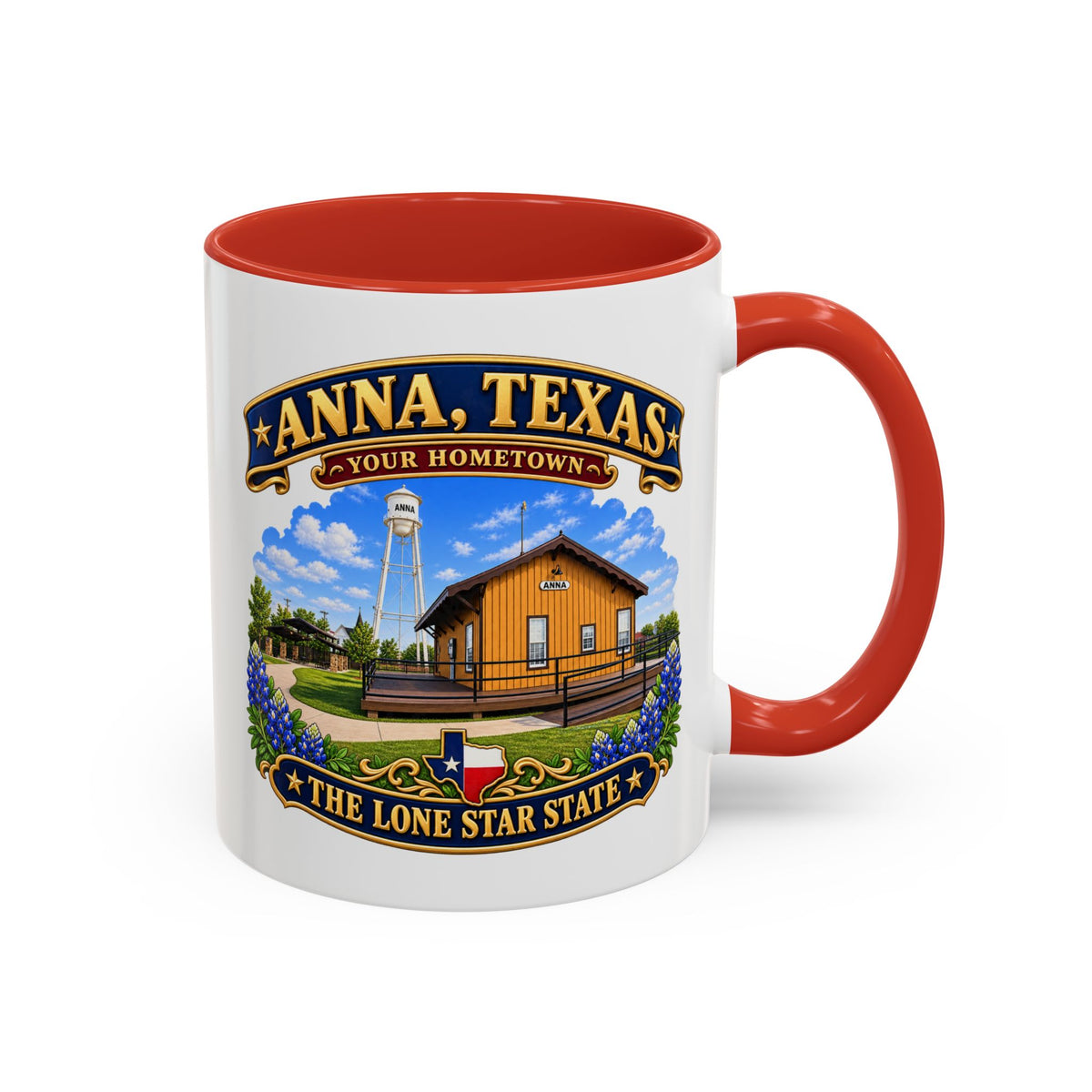 Accent Coffee Mug (11, 15oz) - Anna, Texas - Your Home Town -Lone Star State - with Anna Depot, Sherley Heritage Park, Scene