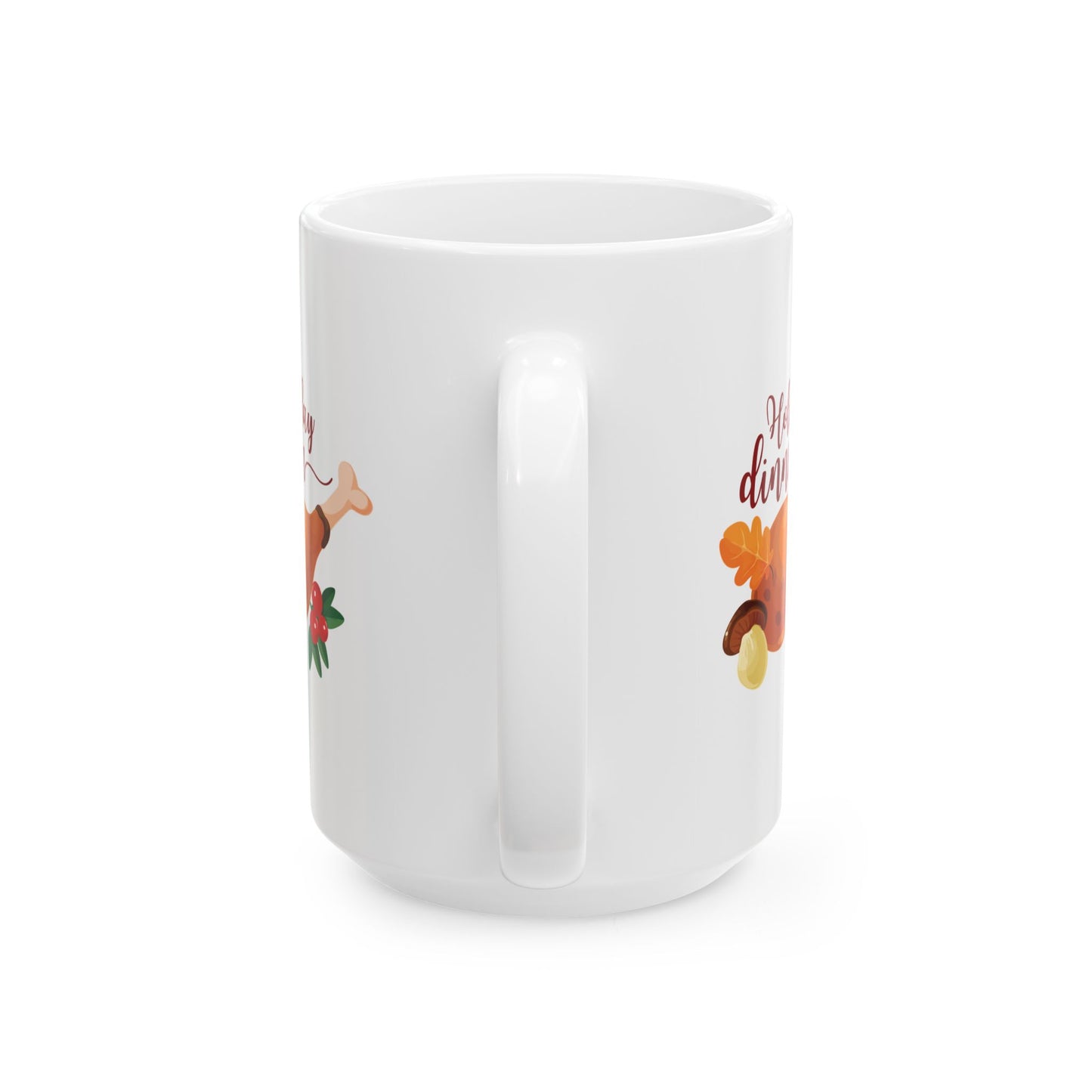 White Ceramic Mug - 11oz & 15oz -Holiday Dinner