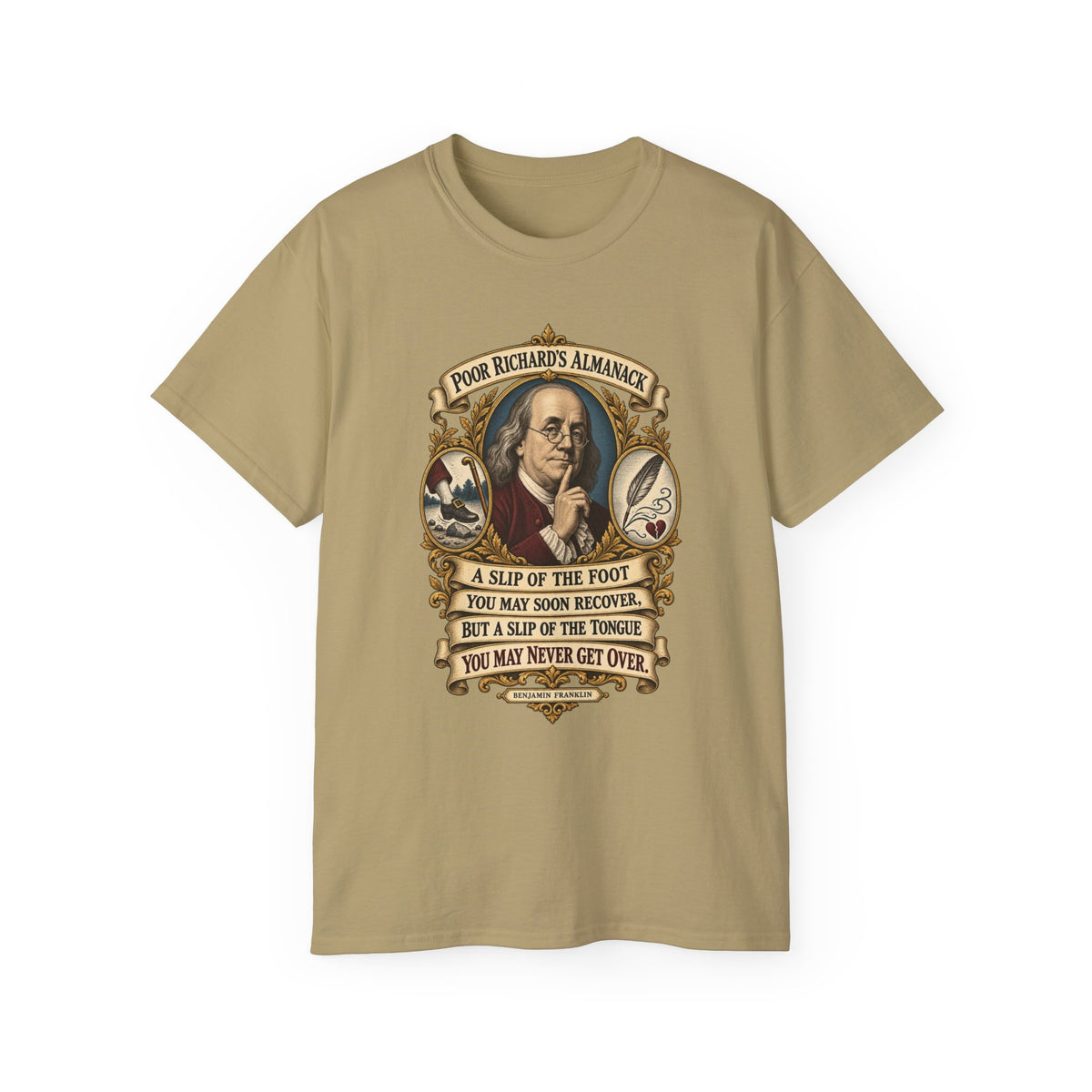 Unisex Ultra Cotton Tee - Poor Richards Almanac - A slip of the foot you may soon recover - V1