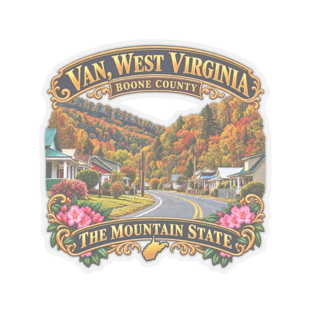 Kiss-Cut Stickers - Van, West Virginia - Boone County - The Mountain State - 3D Transparent