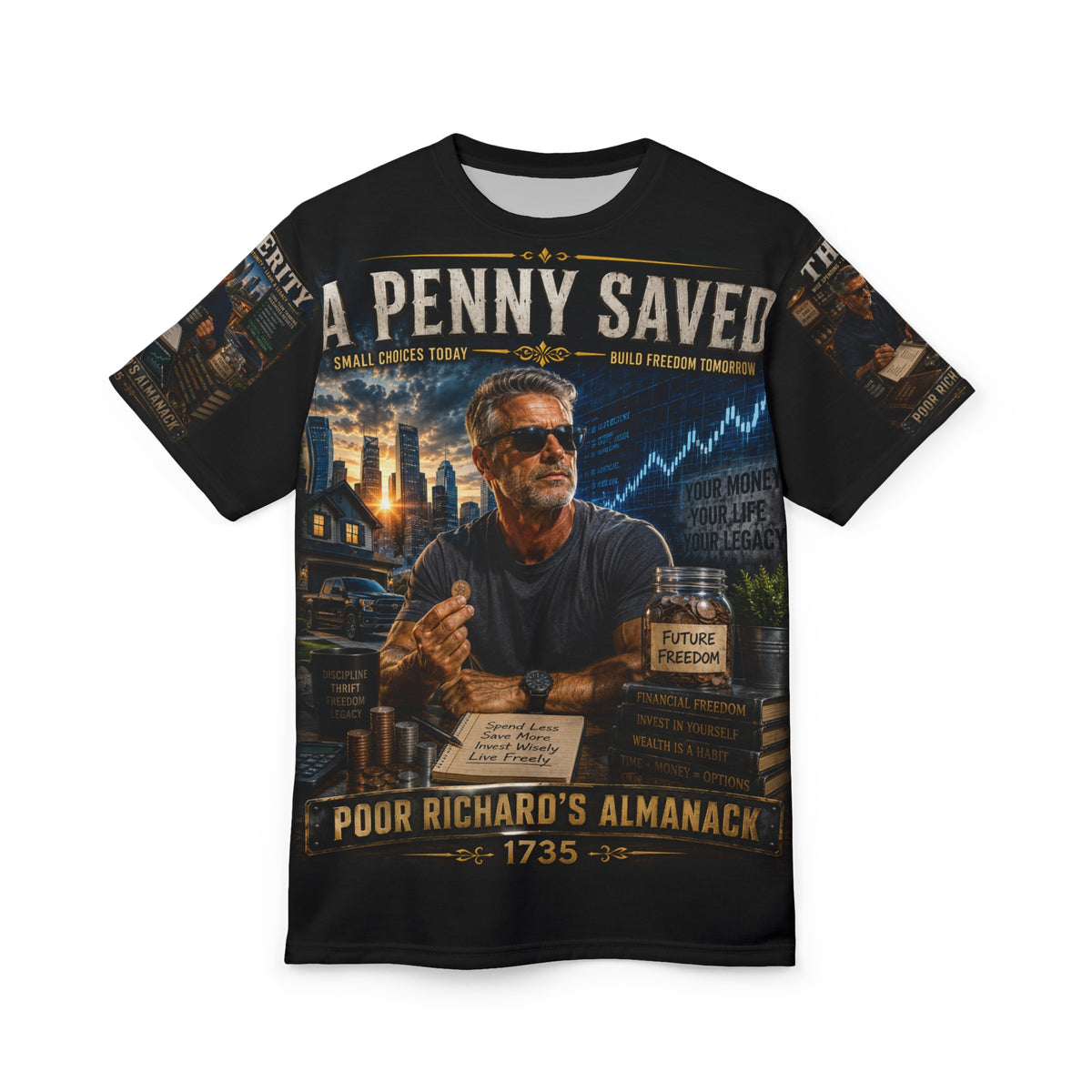 Benjamin Franklin "A Penny Saved..." - Modern Version Tribute Tee