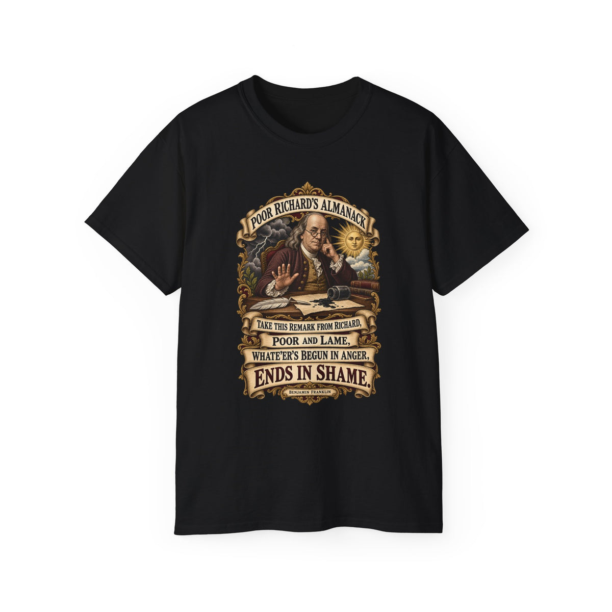 Unisex Ultra Cotton Tee - Poor Richards Almanac -  Take this remark from Richard, poor and lame
