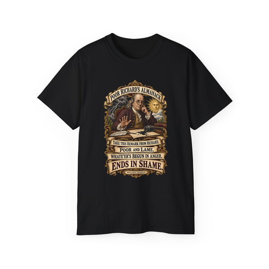 Unisex Ultra Cotton Tee - Poor Richards Almanac -  Take this remark from Richard, poor and lame