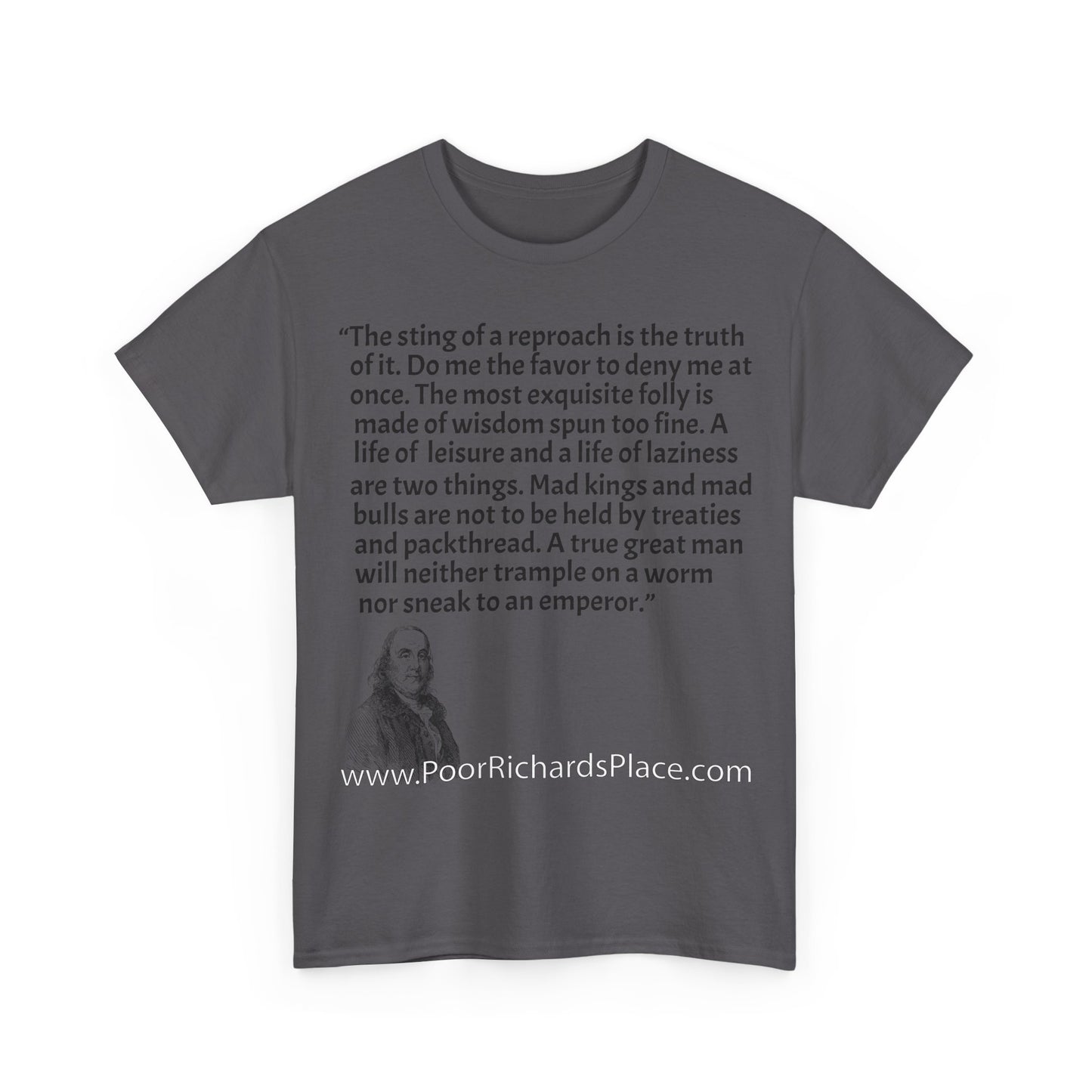 Unisex T-Shirt - Poor Richard Says The sting of a reproach is the truth of it. Do me the favor to deny me at once